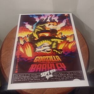 CHARLES BARKLEY😤VS GODZILLA🔥OLD SCHOOL WALL ART 8.5x11 PREMIUM GLOSSY POSTER!